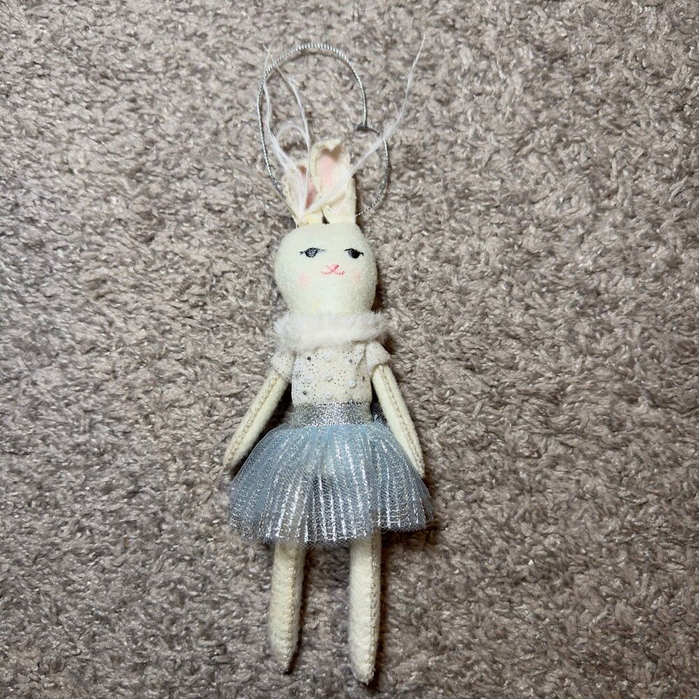 West Elm Erika Barratt Dashing Bunny Rabbit Ornament Collectible Holiday Decor